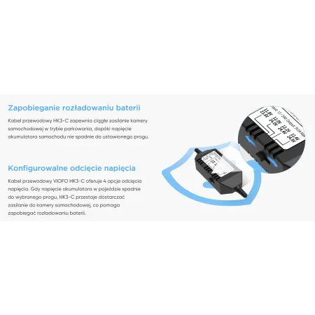 Viofo HK3 USB-C – Zasilacz 12–24V do kamer samochodowych z trybem parkingowym